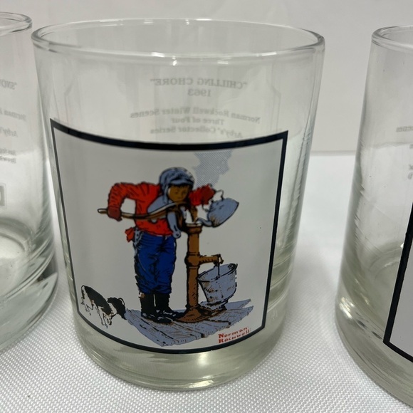 4 Vintage Arby's Norman Rockwell Pepsi Collector Glass Winter Scenes Drinkware - Picture 5 of 11